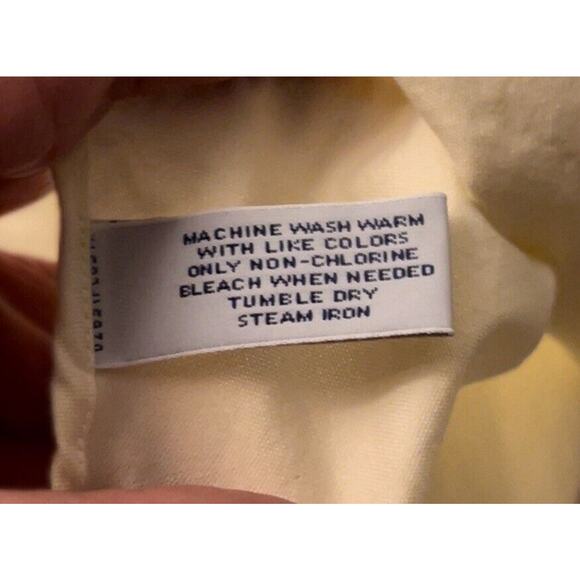 Izod 80's 2-Ply Pinpoint Dress Shirt Mens XL 17 1/2 4/35 Yellow Office Business - Picture 4 of 7